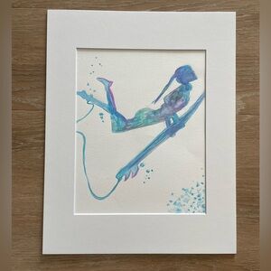 Swimming Surfer | Watercolor